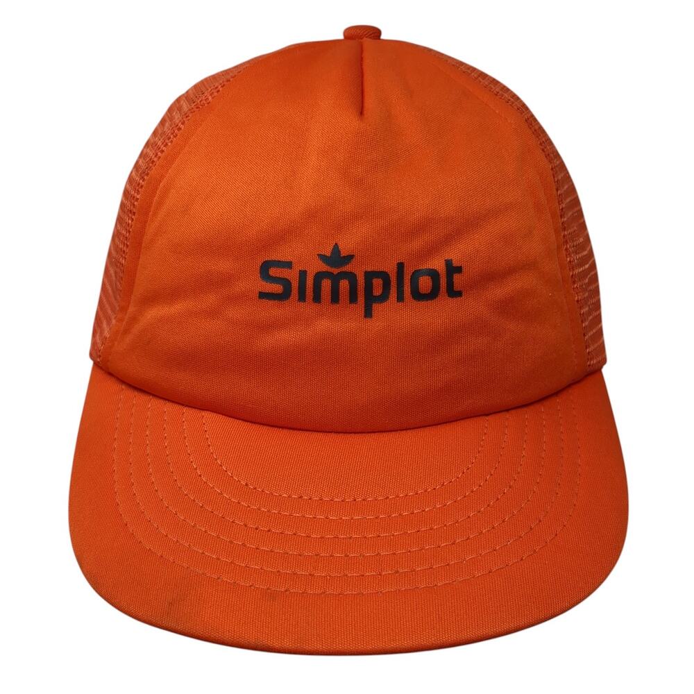 Simplot Snapback Mesh Back Trucker Hat Orange One… - image 1